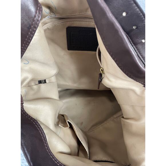 COACH F16535 PENELOPE BROWN LEATHER HOBO HANDBAG, EMBOSSED TRIM Gold Hardware - Picture 2 of 10